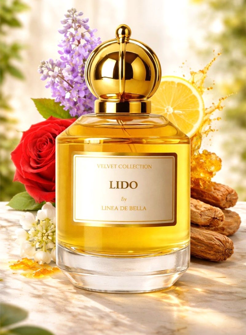 Linea De Bella Velvet Lido Eau de Parfum 100ml – Long Lasting Unisex Perfume with Lemon, Sea Water, Rose, Peony, Wisteria, Hibiscus, Musk, Amber & Cedar - Image 1